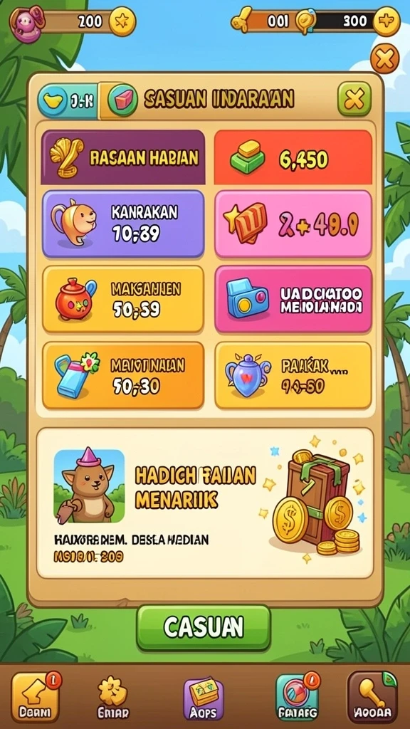 Menampilkan pencapaian pemain setelah menyelesaikan level.