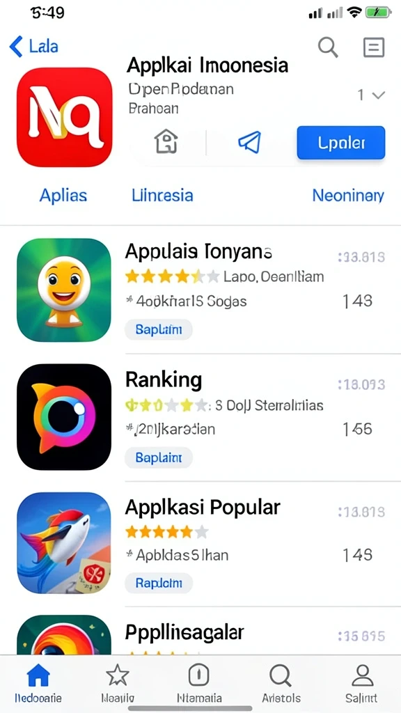 Menu navigasi yang mudah diakses untuk semua jenis permainan.