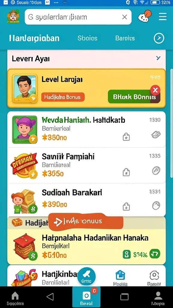 Screenshot menunjukkan pilihan permainan yang beragam.